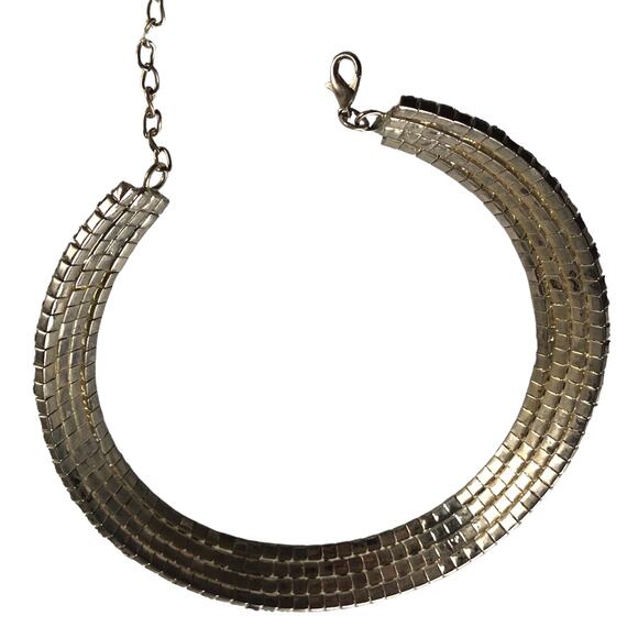 Vintage Rhinestone Crystal Silver Collar Bib Necklace, Hoop Earrings & bracelet - Picture 12 of 13